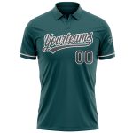 Midnight Green Performance Golf Polo Shirt with Custom Name and Number - Steel Gray-White Team Shirt Personalized Midnight