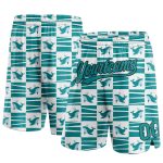 Custom Name and Number Basketball Shorts, 3D Pattern Sharks Design in Midnight Green Teal-Black Personalized Midnight Green