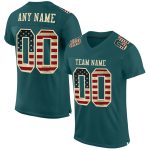 Personalized Vintage USA Flag Football Jersey - Midnight Green City Cream Mesh - Custom Name & Number Personalized Midnight