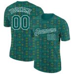 Custom Name Number Midnight Green Dollar Sign Money Theme T-Shirt with 3D Pattern Design - Performance Tee Personalized Midnight