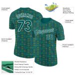 Custom Name Number Midnight Green Dollar Sign Money Theme T-Shirt with 3D Pattern Design - Performance Tee Personalized Midnight