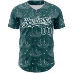Personalized Midnight Green 3D Pattern Frigate with Seagulls Baseball Jersey Custom Name & Number Authentic Team Shirt Personalized
