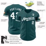 Custom Name and Number Personalized Midnight Green Authentic Baseball Jersey - Team Apparel Personalized Midnight Green White