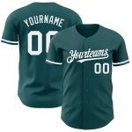 Custom Name and Number Personalized Midnight Green Authentic Baseball Jersey - Team Apparel Personalized Midnight Green White
