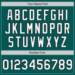 Custom Baseball Jersey with Personalized Name and Number, Midnight Green, White-Black, Available in 3 Colors, Arm Shapes