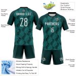 Custom Geometric Volleyball Uniform Jersey with Personalized Name & Number - Midnight Green White-Black Design Personalized