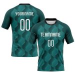Custom Geometric Volleyball Uniform Jersey with Personalized Name & Number - Midnight Green White-Black Design Personalized