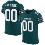 Custom Midnight Green Football Jersey with Personalized Name and Number - Authentic White-Black Mesh Team Apparel Personalized