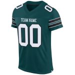 Custom Midnight Green Football Jersey with Personalized Name and Number - Authentic White-Black Mesh Team Apparel Personalized