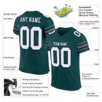 Custom Midnight Green Football Jersey with Personalized Name and Number - Authentic White-Black Mesh Team Apparel Personalized