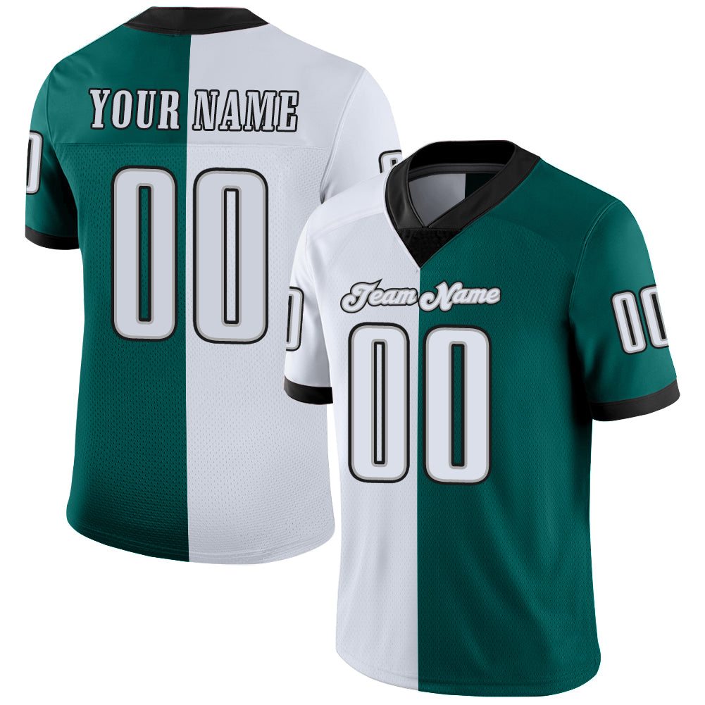 Custom Name Number Midnight Green Black White Mesh Fashion Football Jersey - Personalized Team Jersey Personalized Midnight