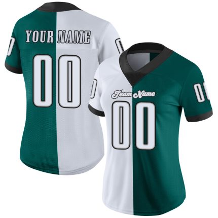 Custom Name Number Midnight Green Black White Mesh Fashion Football Jersey - Personalized Team Jersey Personalized Midnight