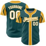 Custom Midnight Green White Gold Baseball Jersey with Personalized Name & Number - Authentic Team Apparel Personalized Midnight