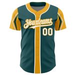 Custom Midnight Green White Gold Baseball Jersey with Personalized Name & Number - Authentic Team Apparel Personalized Midnight