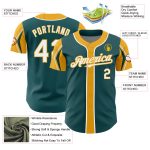 Custom Midnight Green White Gold Baseball Jersey with Personalized Name & Number - Authentic Team Apparel Personalized Midnight