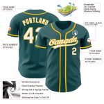 Custom Name and Number Midnight Green White-Gold Baseball Jersey - Personalized Authentic Team Apparel Personalized Midnight