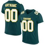 Custom Personalized Football Jersey - Midnight Green with White Gold Mesh - Team Name & Number Authentic Personalized Midnight
