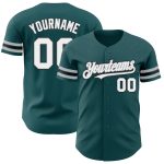 Personalized Midnight Green Gray Black Baseball Jersey - Authentic Custom Sportswear Personalized Midnight Green White Gray-Black
