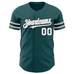 Personalized Midnight Green Gray Black Baseball Jersey - Authentic Custom Sportswear Personalized Midnight Green White Gray-Black