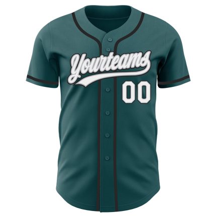 Custom Name and Number Authentic Baseball Jersey in Midnight Green, White, Gray, Black - Personalized Team Gear Personalized