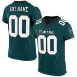 Custom Midnight Green Football Jersey with Name and Number - Authentic Mesh Team Apparel in White and Gray-Black Personalized