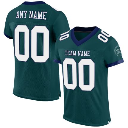 Custom Midnight Green Gray-Navy Authentic Football Jersey with Name & Number - Personalized Team Gear Personalized Midnight