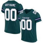 Custom Midnight Green White-Navy Mesh Football Jersey with Personalized Name and Number - Authentic Team Apparel Personalized