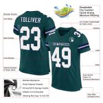 Custom Midnight Green White-Navy Mesh Football Jersey with Personalized Name and Number - Authentic Team Apparel Personalized