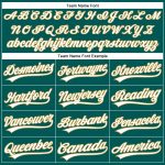 Custom Midnight Green and White-Old Gold Baseball Jersey with Personalized Name and Number Personalized Midnight Green White-Old