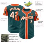 Personalized Midnight Green Baseball Jersey with Custom Name & Number - 3 Color Arm Shapes Personalized Midnight Green White-Orange