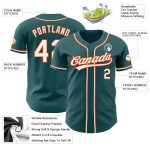 Custom Midnight Green Baseball Jersey with White-Orange Details - Personalized Team Name and Number Personalized Midnight
