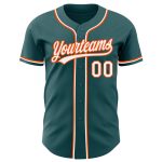 Custom Midnight Green Baseball Jersey with White-Orange Details - Personalized Team Name and Number Personalized Midnight