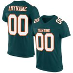 Personalized Football Jersey in Midnight Green White-Orange Mesh - Authentic Design Personalized Midnight Green White-Orange