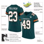 Custom Midnight Green White-Orange Football Jersey with Personalized Name and Number - Authentic Team Gear Personalized Midnight