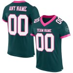 Custom Name Number Authentic Football Jersey Midnight Green White-Pink Mesh Personalized Midnight Green White-Pink Mesh Authentic