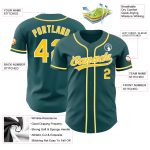 Custom Name and Number Authentic Baseball Jersey, Personalized Midnight Green Yellow-White Team Gear Personalized Midnight
