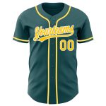 Custom Name and Number Authentic Baseball Jersey, Personalized Midnight Green Yellow-White Team Gear Personalized Midnight