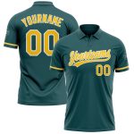 Personalized Team Golf Polo Shirt with Custom Name & Number, Midnight Green Yellow-White Performance Vapor Personalized Midnight