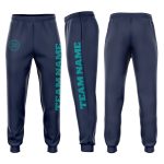 Custom Team Name Number Personalized Jogger Sweatpants Navy Aqua Fleece Personalized Navy Aqua Fleece Jogger Sweatpants Team