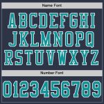 Custom Name Number Personalized Football Jersey Navy Aqua-White Mesh Authentic Team Personalized Navy Aqua-White Mesh Authentic