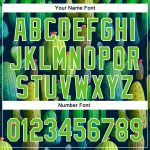 Custom Baseball Jersey with Personalized Name and Number, 3D Cactus Festival Design in Navy and Aurora Green-White Personalized