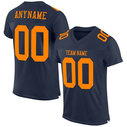 Customizable Authentic Football Jersey - Personalized Navy Bay Orange Mesh with Custom Name & Number Personalized Navy Bay