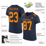 Customizable Authentic Football Jersey - Personalized Navy Bay Orange Mesh with Custom Name & Number Personalized Navy Bay