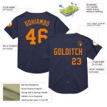 Custom Name and Number Personalized Orange Mesh Baseball Jersey - Authentic Throwback Navy Team Jersey Personalized Navy