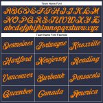 Custom Team Name and Number Navy Bay Orange Performance T-Shirt - Personalized Sports Apparel Personalized Navy Bay Orange