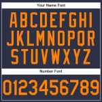 Custom Team Name and Number Navy Bay Orange Performance T-Shirt - Personalized Sports Apparel Personalized Navy Bay Orange