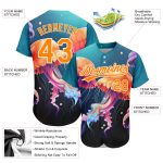 Custom Name and Number Baseball Jersey with 3D Navy Orange-White Jellyfish Ocean Design Personalized Navy Bay Orange-White