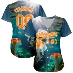 Personalized 3D Jellyfish Ocean Baseball Jersey - Navy Bay Orange-White Custom Name and Number Personalized Navy Bay Orange-White