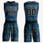Custom Name and Number Sublimation Basketball Jersey - Personalized Navy Black-Gold Round Neck Suit Personalized Navy Black-Gold