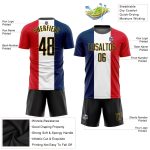 Custom Name Number Soccer Jersey - Personalized French Flag Sublimation in Navy Black White Red-Gold | Team Uniform Personalized
